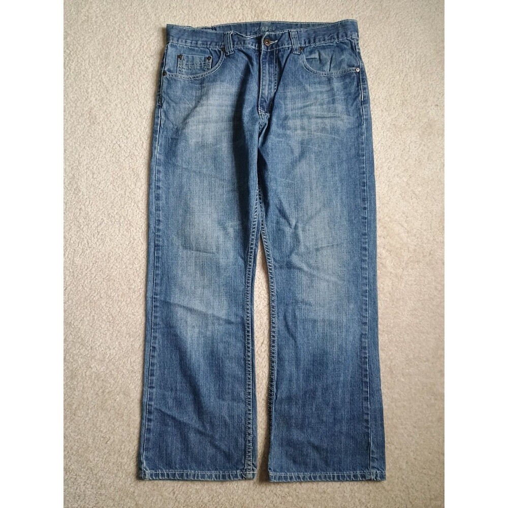 Flypaper Jeans Mens 34x29 Actual Straight Faded Rinse Embroidered Pockets Cotton